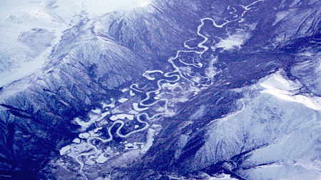 stark mäandrierter Fluss, Luftaufnahme