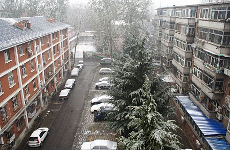 Blick aus der Wohnung - der erste Schnee