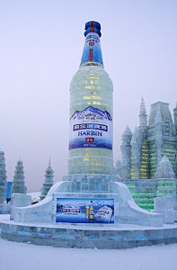 Harbin Bier Flasche aus Eis