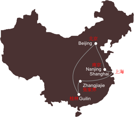 Kartenskizze der Reise durch China